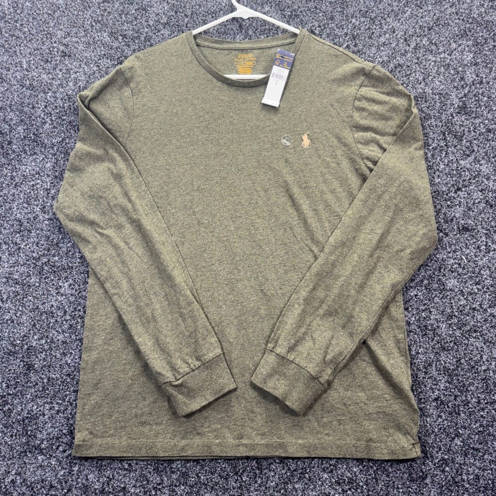 Polo Ralph Lauren Mens Long Sleeve T-Shirt Custom Slim Fit Green 710658869023 L